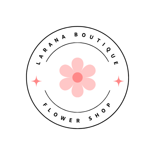 Design de embalagem com logotipo da marca Lara Boutique Flower Shop